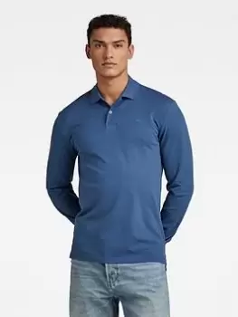 G-Star RAW G-star Dunda Long Sleeve Core Polo Shirt - Blue, Size 2XL, Men