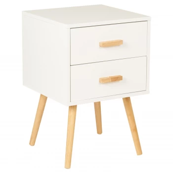 Hartleys 2 Drawer White Retro Bedside Table with Handles