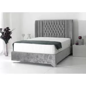 Alexis Luxury Modern Beds - Plush Velvet, Small Double Size Frame, Steel - Steel