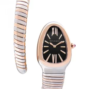 Bvlgari Serpenti 35mm Black Dial Stainless Steel and Rose Gold Womens Watch 102123