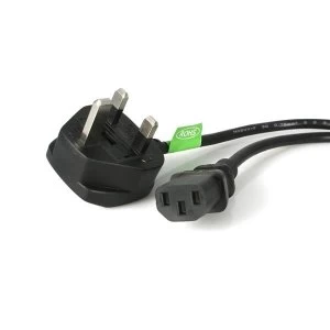 StarTech 3m UK Computer Power Cord 3 Pin Mains Lead C13 to BS 1363