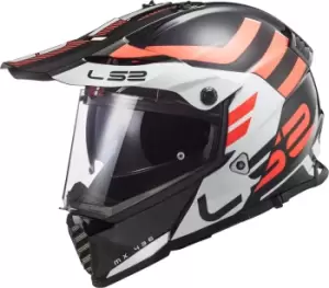 LS2 MX436 Pioneer Evo Adventurer Motocross Helmet, black-white-orange Size M black-white-orange, Size M