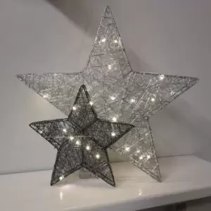 Premier Decorations Ltd - Premier 46cm Silver-Grey Double Layer Star 30 Warm White LEDs