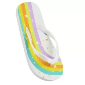 Sand Rocks Girls Rainbow Flip Flops (2-3 UK) (White)