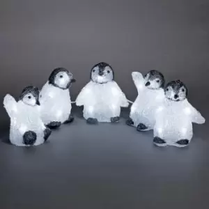 Konstsmide 6266-203 Acrylic figurine EEC: F (A - G) Baby penguin 5 Piece set Cool white LED (monochrome) White