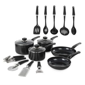 Morphy Richards 5 Piece Non-Stick Pan Set with 9 Tools - Black
