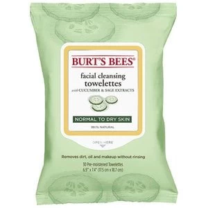 Burts Bees Facial Cleansing Towelettes Cucumber and Sage x30
