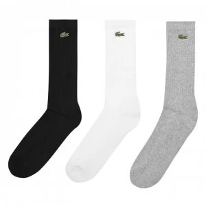 Lacoste 3 Pack Socks - Wht/Gry/Blk P0F