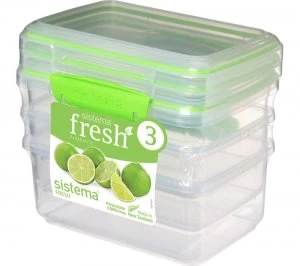 Sistema Fresh Rectangular 1 litre Containers Pack of 3