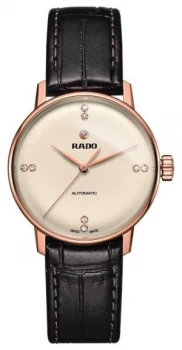 RADO Coupole Classic SM Ladies Automatic Leather Strap Gold Watch