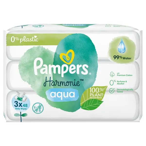 Pampers Harmonie Aqua 3x48 Baby Wipes