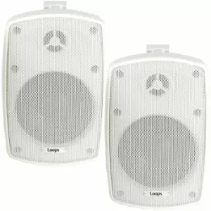 2x 8' 160W White Outdoor Rated Speakers 8 ohm Weatherproof Wall Mounted HiFi