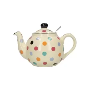 Farmhouse Teapot, Ivory/Multi-Spot, Six Cup - 1.2 Litres, Boxed