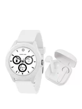 Harry Lime Harry Lime Fashion Smartwatch In White Featuring True Wireless Stereo Earbuds In Charging Case Ha07-2000-Tws