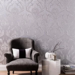 Boutique Silver & Grey Oxford Wallpaper - One size