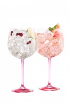 Galway Crystal Pink Gin Glass Pair Pink