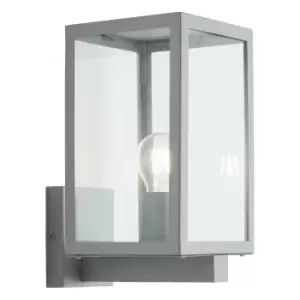 Zinc HESTIA Outdoor Glass Panel Box Lantern Silver