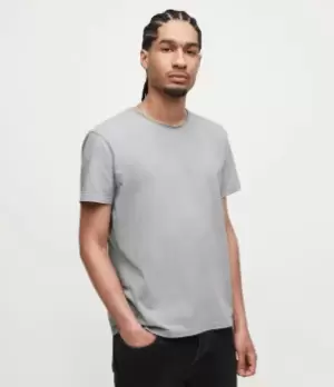 AllSaints Mens Bodega Crew T-Shirt, Glass Grey, Size: L