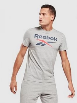 Reebok Big Logo T-Shirt, Grey Size M Men