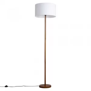 Heather Dark Wood Floor Lamp with XL White Reni Shade