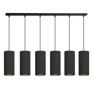 Emibig Bente Black Bar Pendant Ceiling Light with Black Fabric Shades, 6x E14