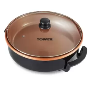 Tower T14038COP Cerasure+ 1500W Electric Multi Pan with Glass Lid - Copper