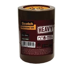 Scotch Packaging Tape Heavy 50mmx66m Brown Pack of 3 HV.5066.T3.B