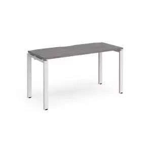 Adapt single desk 1400mm x 600mm - white frame and grey oak top