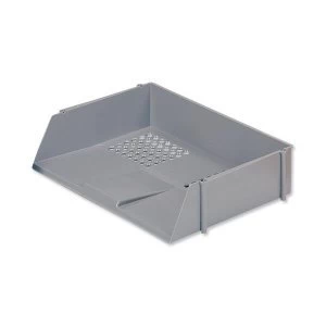 5 Star Office Letter Tray Wide Entry High impact Polystyrene Stackable Grey