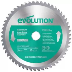 Evolution 180mm Aluminium Cutting 54 tooth Tungsten Carbide Tipped Saw Blade