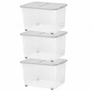 Wham 44 Litre Box with Wheels and Folding Lid Pack of 3