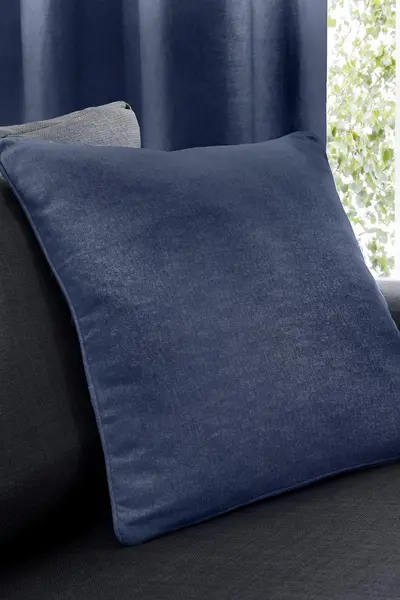 Fusion 'Sorbonne' Luxury Plain Dyed Filled Cushion 100% Cotton Navy