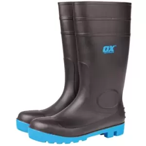 OX - Safety Wellington Boots with Steel Toecap & Midsole Black - Size 8