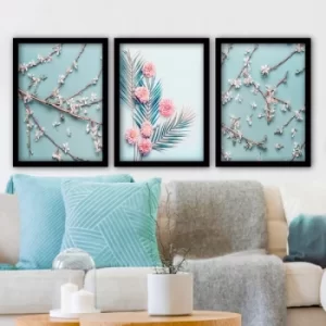 3SC113 Multicolor Decorative Framed Painting (3 Pieces)