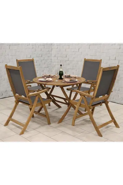 Royalcraft Brooklyn Table with 4 x Henley Recliner Armchairs Natural
