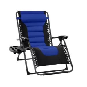 Groundlevel Set Of 2 Extra Wide Garden Zero Gravity Chairs With Padded Seats Blue