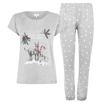 Linea Christmas Donkey Pyjama Set - Grey