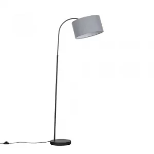 Curva Dark Grey Floor Lamp with Large Dark Grey Reni Shade
