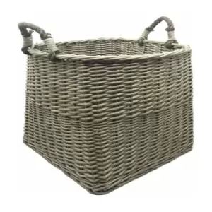 Antiques Wash Square Log Basket with Loop Handles