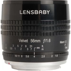 Lensbaby Velvet 56mm f/1.6 Lens for Canon EF Mount - Black