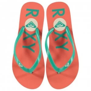 Roxy Logo Flip Flops Ladies - Coral