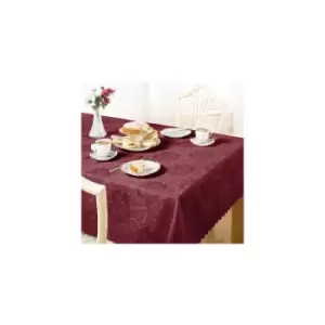 Emma Barclay Damask Rose Tablecloth, Wine, 70" Round Diametre
