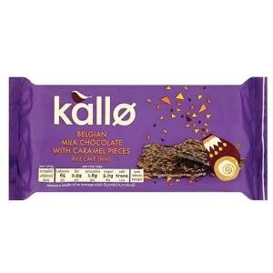 Kallo 90g Gluten free Rice Cake Thins Belgian Milk Chocolate with