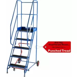 5 Tread Mobile Warehouse Stairs Punched Steps 2.25m EN131 7 blue Safety Ladder
