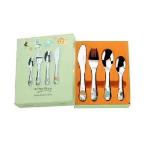 Arthur Price 'Jungle' 4 piece childrens gift boxed cutlery set stainless steel - Metallics
