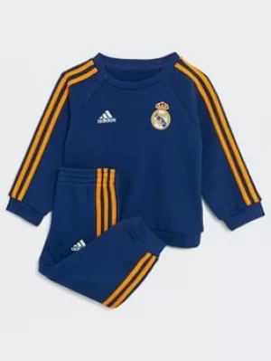 adidas Real Madrid 21/22 3-stripes Baby Jogger Set, Blue/White/Orange, Size 3-6 Months