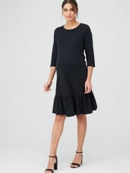 Mama-Licious Maternity Sasja Jersy Midi Dress - Black, Size 10, Women