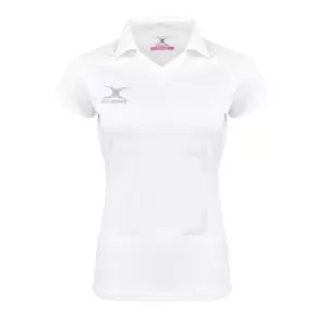 Gilbert Eclipse Womens Netball Polo Shirt w Bib Attachments - White