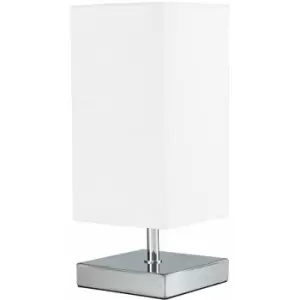 Minisun - Square Chrome Touch Table Lamps - White - No Bulb