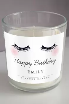 Personalised Eyelashes Scented Jar Candle - White